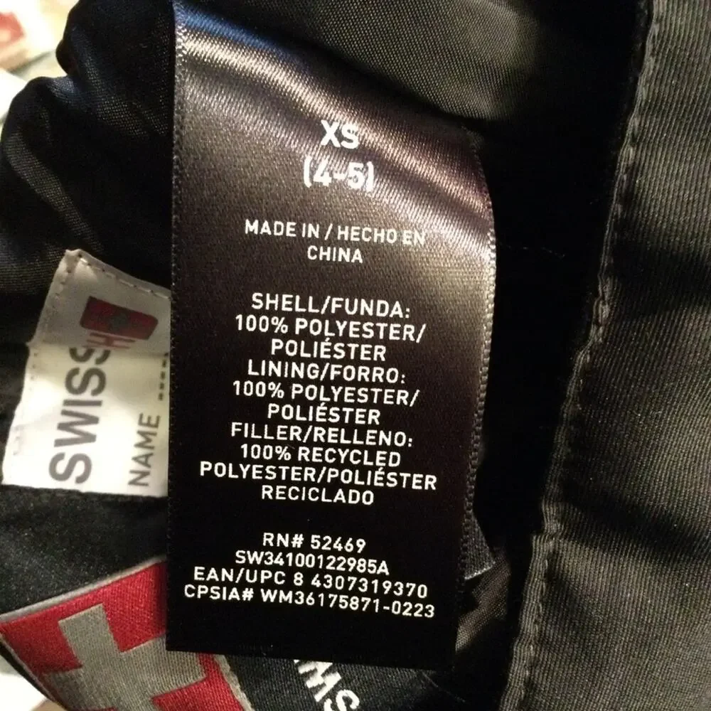 Swiss Tech Kids Black Snow Pants XS 4-5